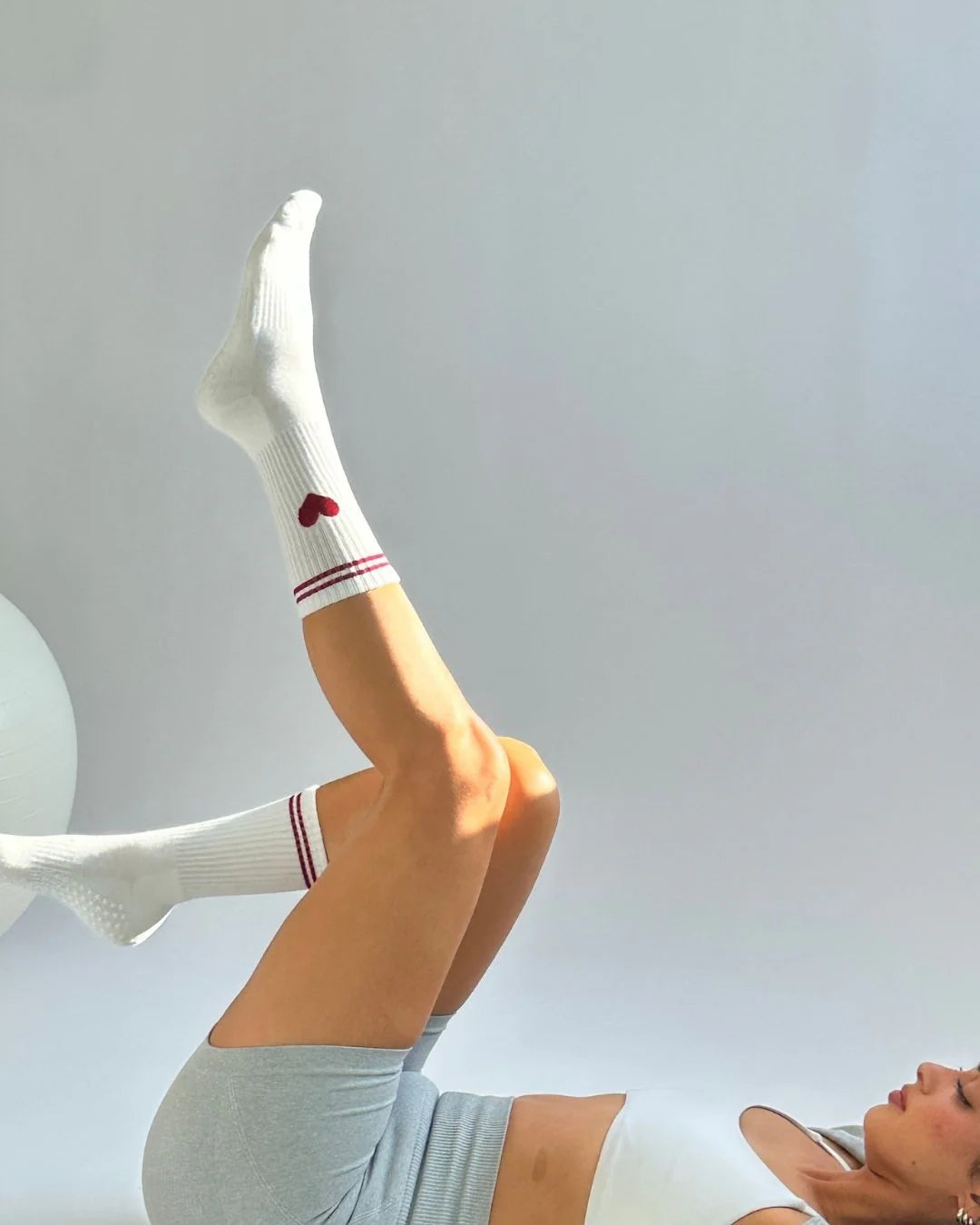 Velvet Red Heart Grip Sock