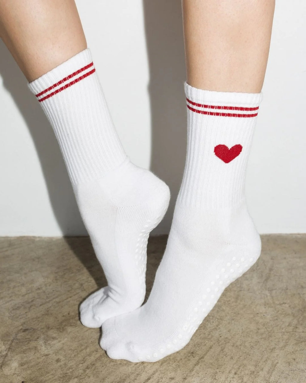 Velvet Red Heart Grip Sock