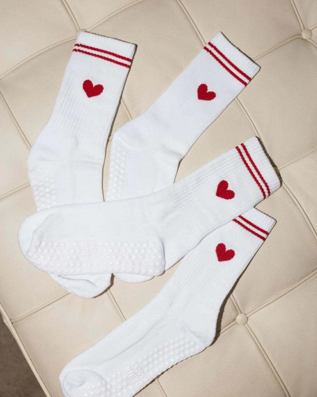 Velvet Red Heart Grip Sock